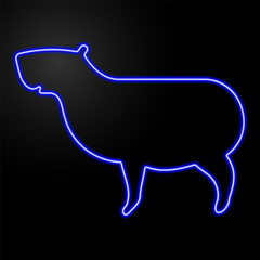 capibara neon sign, modern glowing banner design, colorful modern design trend on black background. Vector illustration.