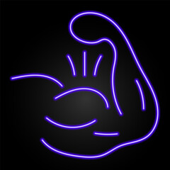 biceps neon sign, modern glowing banner design, colorful modern design trend on black background. Vector illustration.