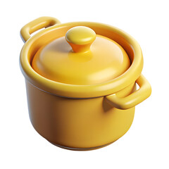 realistic saucepan yellow cooking pot 3d