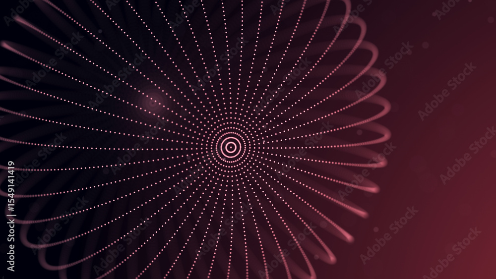 Aufkleber abstract 3d sphere. futuristic dots background. colored music surface. 3d rendering.