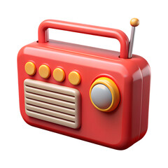 red retro vintage radio icon 3d rendering