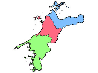 少しゆるい愛媛県地図 地域色分け 四国 西日本