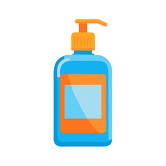 Blue Pump Dispenser Bottle Flat Vector Icon for Soap or Lotion