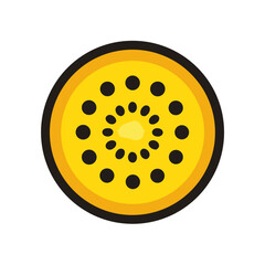 Bright Yellow Gold Kiwi Fruit Slice Flat Vector Icon