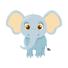 Cute Baby Elephant Cartoon Character Isolated Vector Illustration