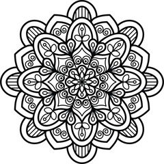 Intricate Floral Mandala Design for Meditation, Coloring, and Decorative Functions