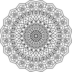 Detailed Heart Mandala for Coloring, Mindfulness, and Creative Projects