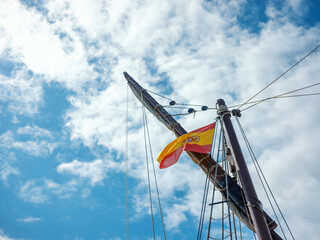 Detailed Rigging and Ropes of a Historic Wooden Sailing Ship