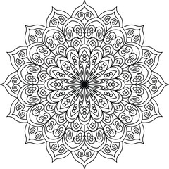 Detailed Mandala Art for Adult Coloring Books, Meditation Practices, and Decorative Graphic Design Purposes
