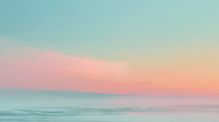 Naklejka premium Peaceful Pastel Seascape at Sunrise with Misty Horizon