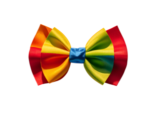 Colorful Semicircle Bowtie Red Yellow Green Blue Ribbon Fabric Textile Isolated on white background isolated on a transparent background