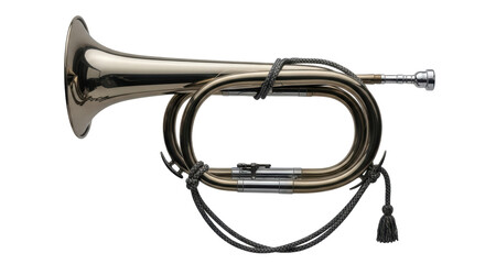 Isolated Silver Bugle with Braided Cord