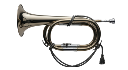 Isolated Silver Bugle with Braided Cord