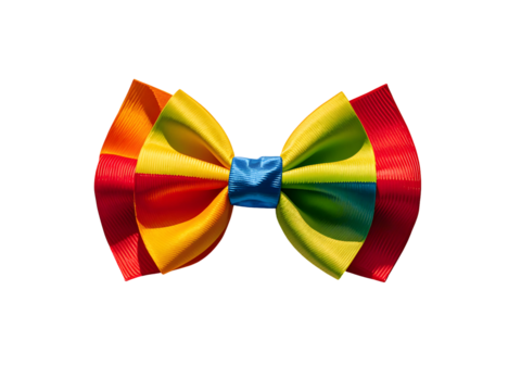 Colorful Semicircle Bowtie Red Yellow Green Blue Ribbon Fabric Textile Isolated on white background isolated on a transparent background