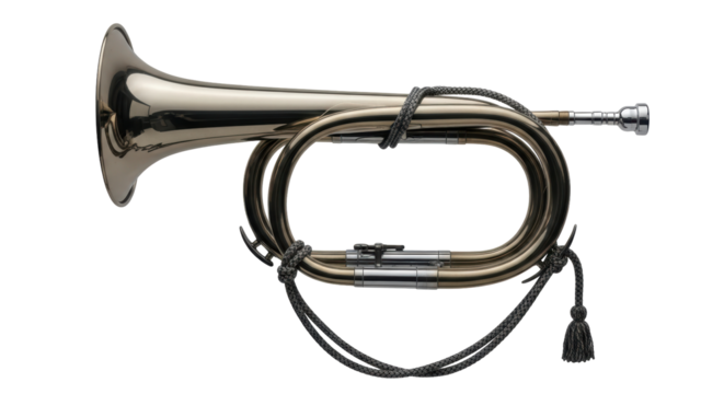 Isolated Silver Bugle with Braided Cord