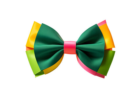 Colorful Semicircle Bowtie Green Yellow Pink Lime Ribbon Knot Isolated on white background isolated on a transparent background