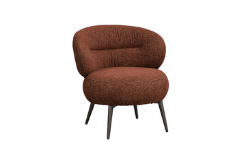 Modern brown armchair isolated on transparent background