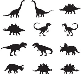 Collection of  dinosaur silhouettes set illustration