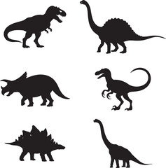 Collection of  dinosaur silhouettes set illustration