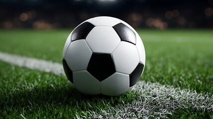 Fototapeta premium Soccer Ball on the Field A Thrilling Game Awaits