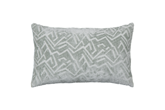 Sage green pillow with geometric pattern isolated on transparent background