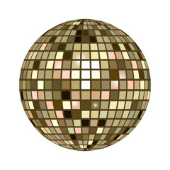 Shiny disco ball halftone photocopy stipple effect collage element with sparkling reflections isolated on white background for party and celebration theme