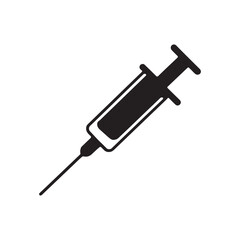 Fototapeta premium Simple Medical Syringe Silhouette Icon - Essential Vector Symbol for Healthcare and Vaccination