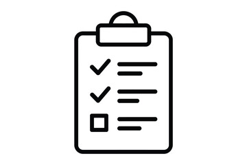 Checklist Clipboard Icon Simple black line art
