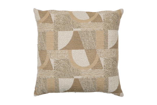 Beige geometric pattern pillow isolated on transparent background