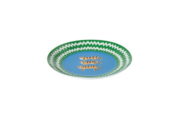 Green and blue tiger plate isolated on transparent background