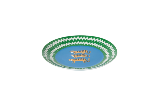 Green and blue tiger plate isolated on transparent background