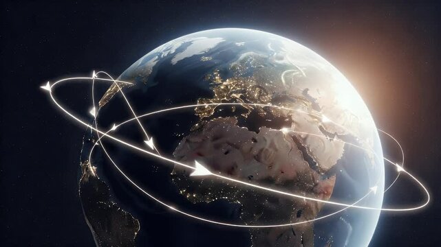 Rotating Earth with Network Connections Visualizing Global Communication