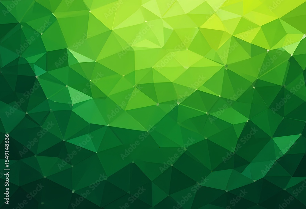 Poster abstract green low poly geometric background with various shades and triangular shapes