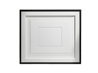 White Square Frame with Bold Black Border and Subtle Embossed Texture Isolated on a transparent background