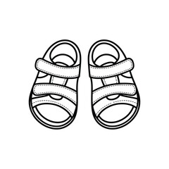 Black and White Toddler Sandals Illustration Pair