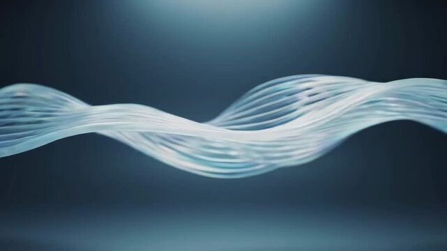 Oscillating non-material waveform sculpture in spectral zero-gravity