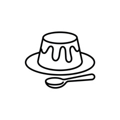 Simple Line Art of a Panna Cotta Dessert