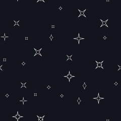 Starry seamless pattern spreading across dark background, night sky texture, vector