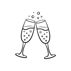 Celebrating Success Two Champagne Flutes Toast