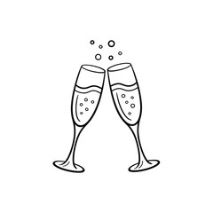 Celebrating with Champagne Cheers Clipart Illustration