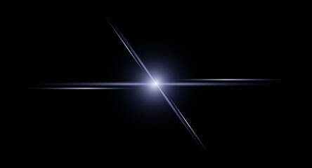 Abstract Glowing Intersecting Beams. Bright light lens, Shiny, glowing sparks
