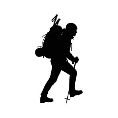 vector silhouette of a man climbing a mountain