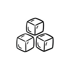 Three Ice Cubes Hand-Drawn Illustration