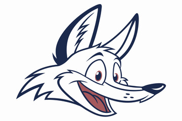 Cartoon fox with a friendly grin is looking directly forward within the frame