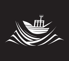 Stylized Ship Battling Turbulent Seas