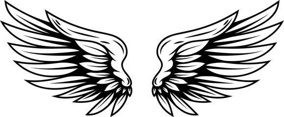 Obraz premium Vintage wings isolated on white background. Design elements for logo, label, emblem, sign, brand mark. Vector illustration.