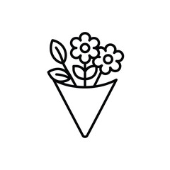 Simple Line Art Flower Bouquet Illustration