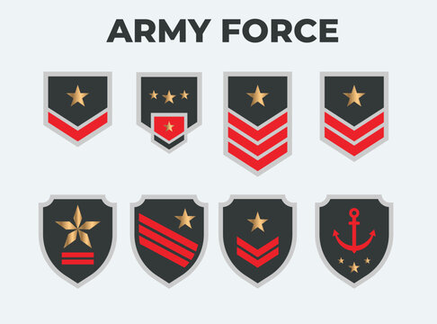 Army set, Military Insignia Soldier Icon Set, Sergeant, General, Major, Officer  vert&ouml;r design