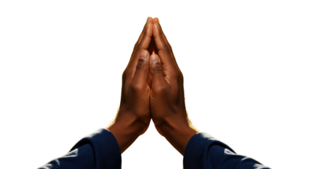 Hands clasped in prayer isolated PNG with Transparent Background