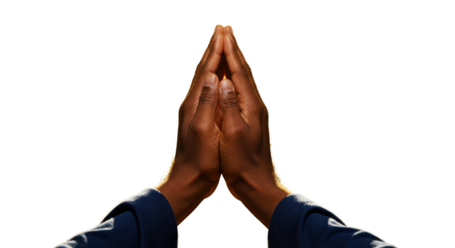 Hands clasped in prayer isolated PNG with Transparent Background